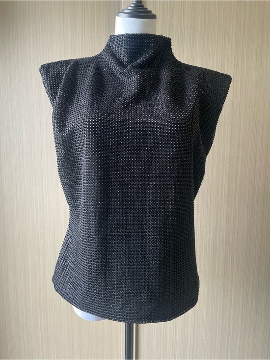 & Other Stories Tops - & Other Stories NWOT Beaded Blouse Black Sleeveless Turtleneck Top
